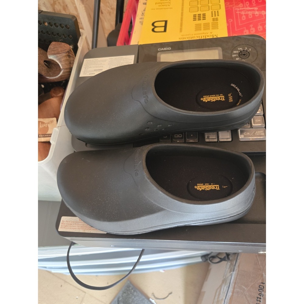 EUC TREDSAFE UNISEX SLIP ON SLIP RES. ANTI FATIGUE MENS 8 WOMENS 9 BLACK